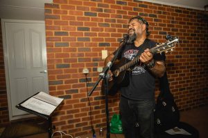 Musician playing at the Topdrill Christmas party