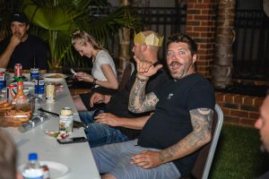 Smiling team member at the Topdrill Christmas Party event